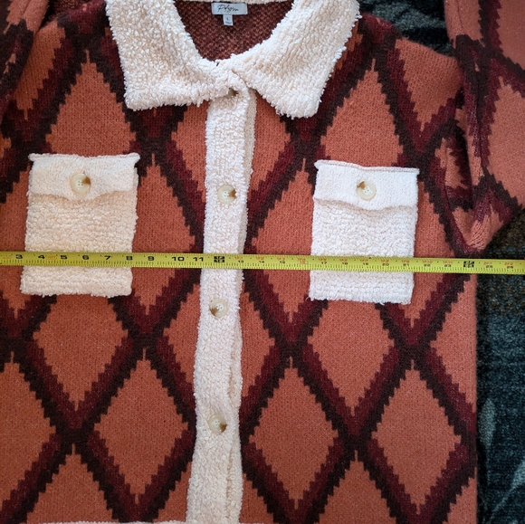 Polagram Weatern Warm Thick Knitted Oversized Cardigan Sweater Sz L - Picture 4 of 7